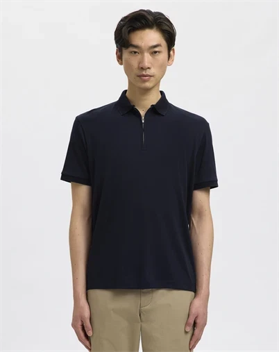 Selected - SLMFave Noos Zip Polo - Sky Captain 